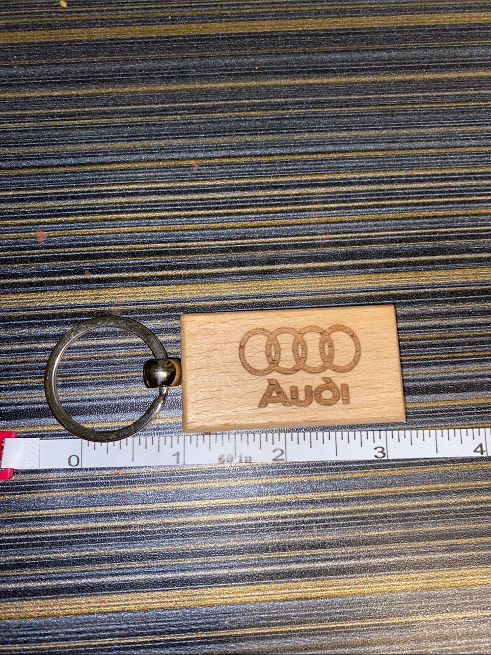 Audi Engraved Wooden Keychain - Natural Wood